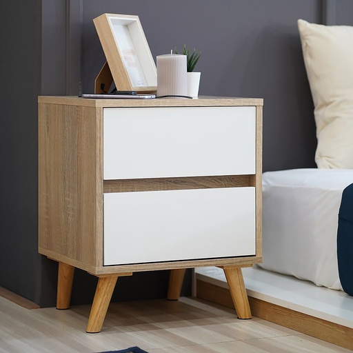 [19211163] Looms Cathal-A Night Table NT40-Solid Oak/White