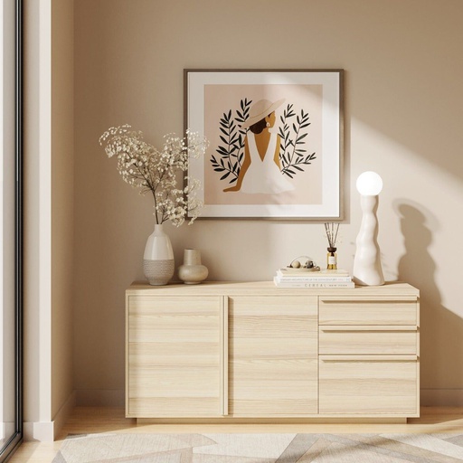 [19196344] Aleece Low Cabinet C150-Canyon Oak/White