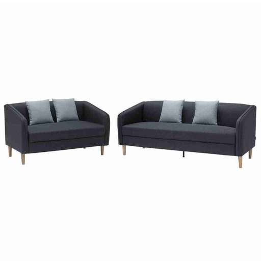 Crech Sofa Set 3+2 Seater - Fabric/ Dark-Blue/Grey Pillow