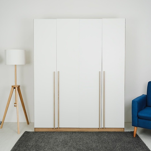 [19214170] Remus - E Wardrobe 160cm - Solid Oak/White
