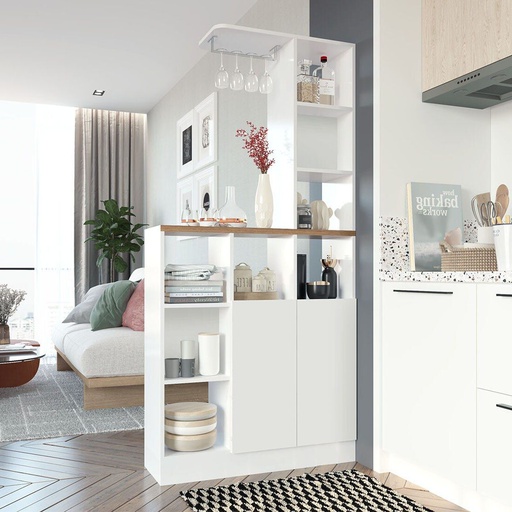 [19209650] Ku/Burgess Tall Counter 90/White/Solid Oak- L/R