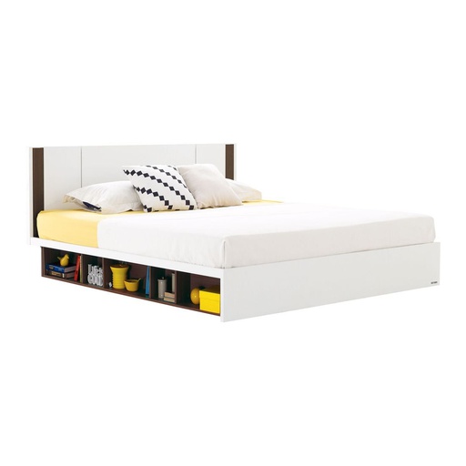 [19068842] Patinal Bed 5ft - White/Wenge
