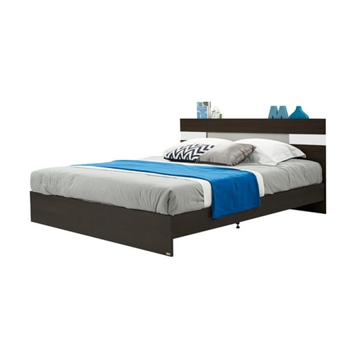 [19115404] Harper Bed 6ft - Wenge/White-Denim