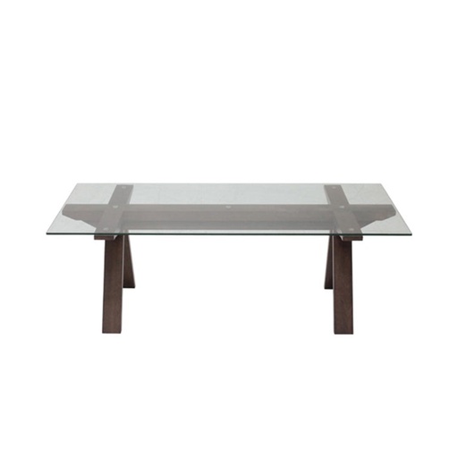 [19121594] Malnut Coffee Table-Walnut /Glass