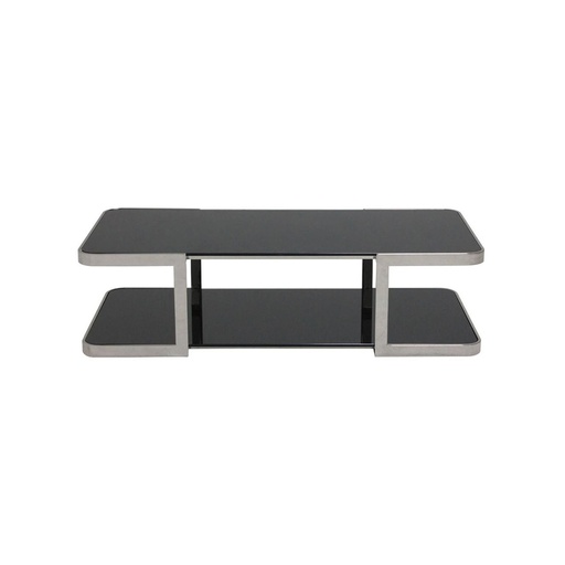 [19125710] Jacinda Coffee Table - Stainless/Black Glass