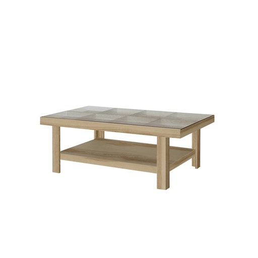 [19147002] Adorn Coffee Table - Lindberg Oak/Clear Glass