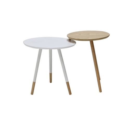 [19169995] Aino End Table - White/Natural Rubber Wood