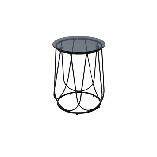 [19170405] Scotch End Table D40 - Black Leg/Black Grey Glass Top