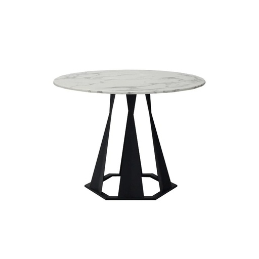 [19174362] Hershy - A Dining Table - Black Steel/White Stone