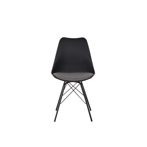 [19184622] Ashira Dining Chair - Black Steel Leg - Black/Light Grey Fabric