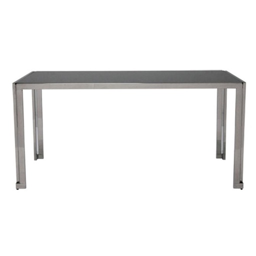 [19195219] Squat 160 Dining Table - Stainless Steel - Top Glass
