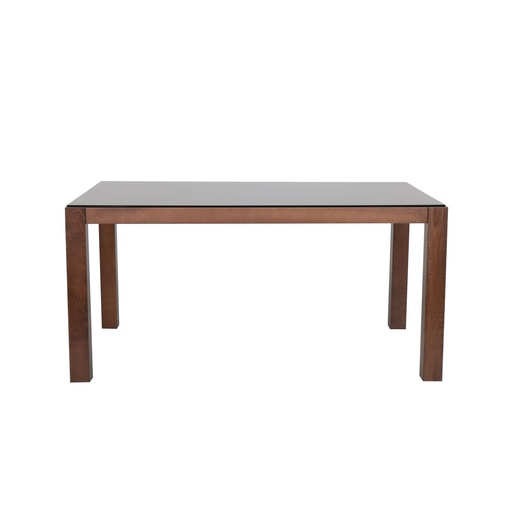 [19196050] Everly Dining Table A150 - Brown Wood - Black Glass