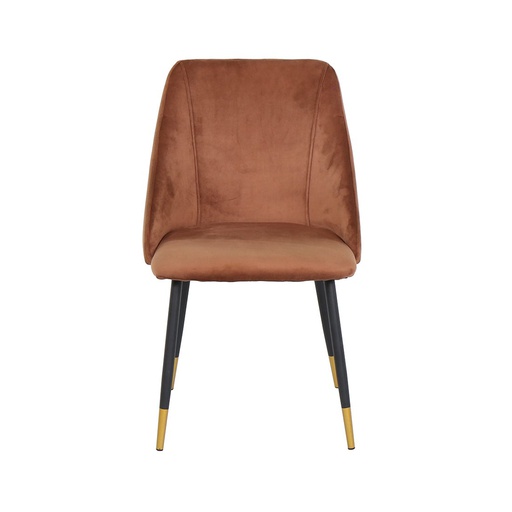 [19197653] Lamy Dining Chair - Gold Black Leg - Brown Velvet
