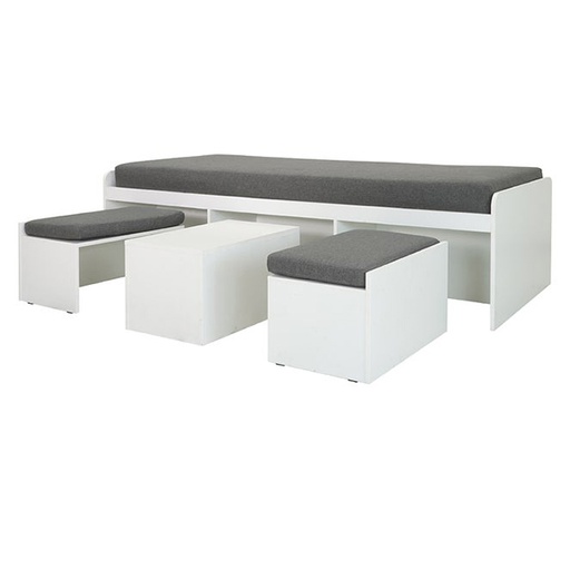 [19206434] KC-Play Beddesk Sofabed-White/Grey Cushion
