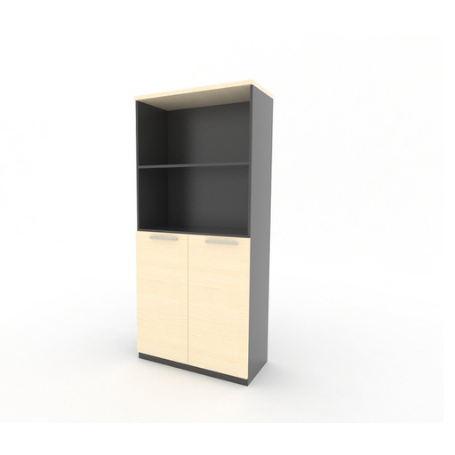 [19209321] Able High Cabinet HC080/DO05-0083 (2L) - Black Grey/Maple