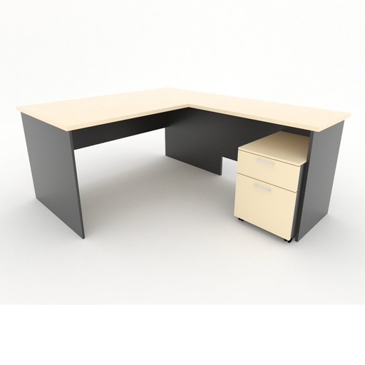 Access Office Executive Desk 150cm + Right Sidereturn 100cm wide With Moveable cabinet - Maple (2)